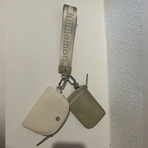 Lululemon Grey Sage/ White Ivory Dual Pocket Wristlet